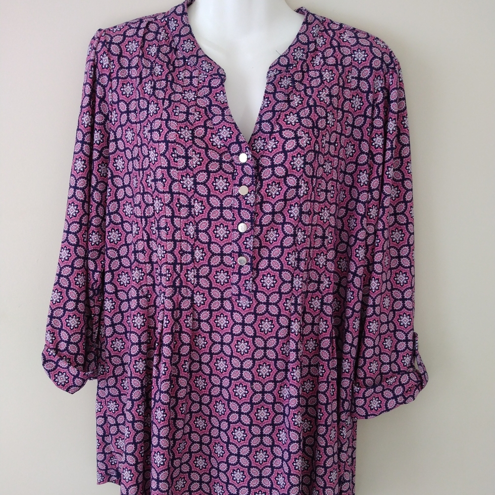 SOLD Westport Soft & stretchy blue bandana print blouse